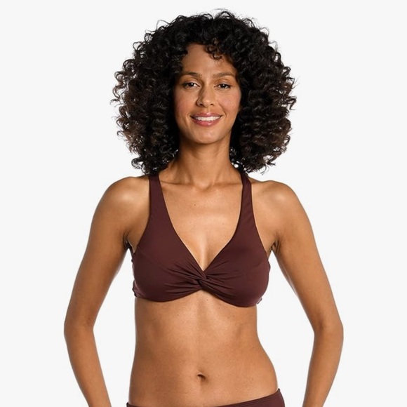 La Blanca Island Goddess Underwire Twist Front Swimsuit Top - Java, Size 6 NWT - Picture 1 of 4